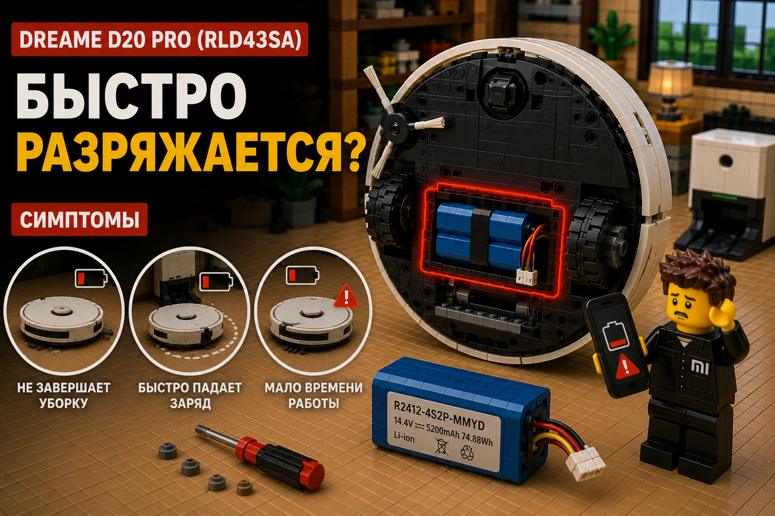 Dreame D20 Pro быстро разряжается — робот не завершает уборку и быстро теряет заряд